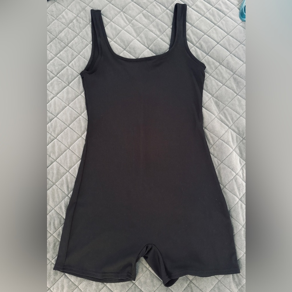 Women Solid Ribbed Knit Unitard Streetwear